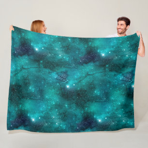 Teal Galaxy Series Design 8  Fleecedecke