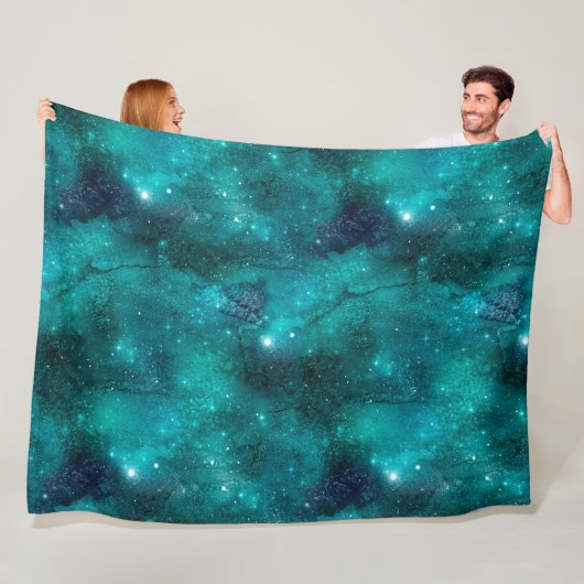 Teal Galaxy Series Design 8 Fleecedecke (Beispiel)
