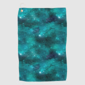 Teal Galaxy Series Design 8 Golfhandtuch (Vorderseite)
