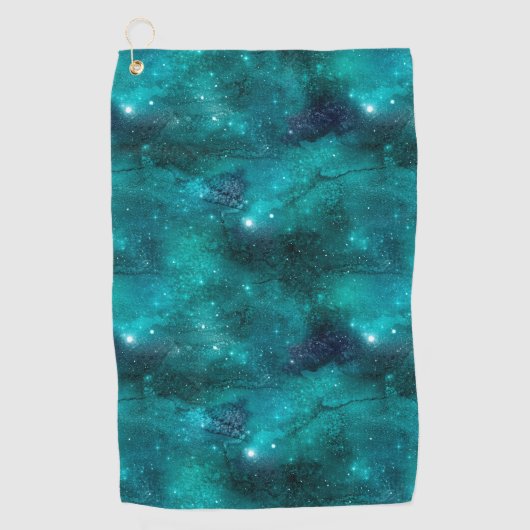 Teal Galaxy Series Design 8 Golfhandtuch (Vorderseite)