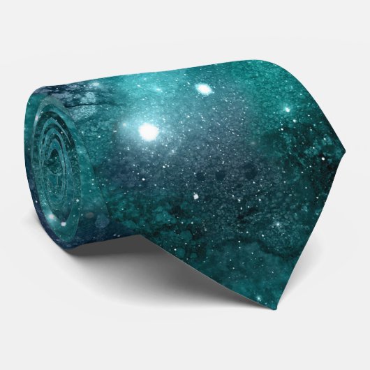 Teal Galaxy Series Design 8 Krawatte (Gerollt)