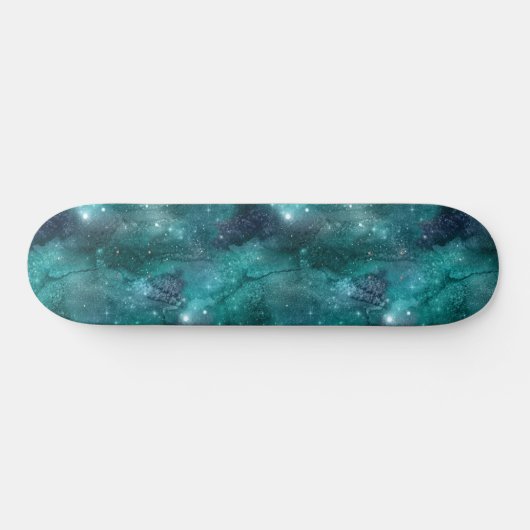 Teal Galaxy Series Design 8 Skateboard (Horizontal)