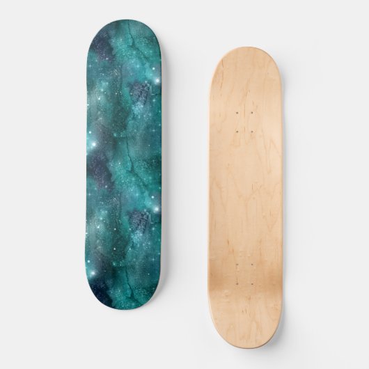 Teal Galaxy Series Design 8 Skateboard (Vorderseite)
