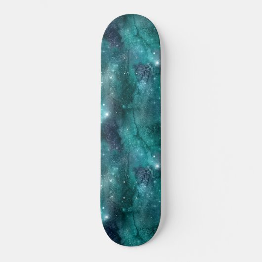 Teal Galaxy Series Design 8 Skateboard (Vorderseite)