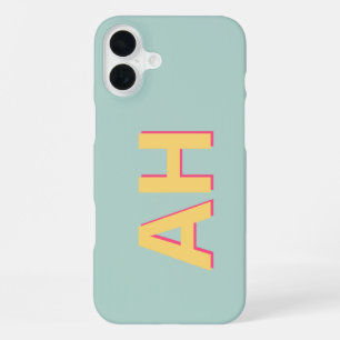 Teal Gelb Rosa Monogramm Modern iPhone 16 Plus Hülle