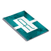 Teal gesprenkeltes Monogramm Notizblock (Rechte Seite)
