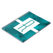 Teal gesprenkeltes Monogramm Notizblock (Linke Seite)