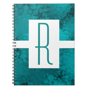 Teal gesprenkeltes Monogramm Notizblock