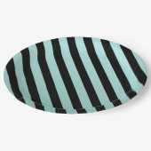 Teal gestreift pappteller (Schrägansicht)