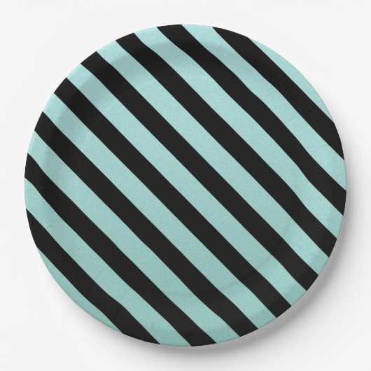 Teal gestreift pappteller (Vorderseite)