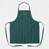 Teal gestreifte Monogramm-Hochzeit Schürze (Vorderseite)