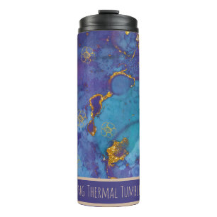 *~* Teal Glitter SWAG Marmor QR Thermotumbler Thermosbecher