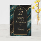 Teal Gold 21. Geburtstag Karte (Gelbe Blume)