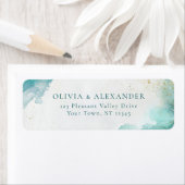 Teal Gold Abstract Beach Wedding Return Address (Insitu)