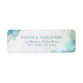 Teal Gold Abstract Beach Wedding Return Address (Vorne)
