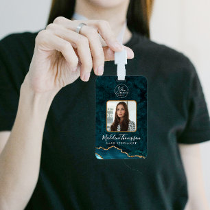 Teal-Gold-Achat-Marmor-Geschäftslogo Firmen-ID Ausweis