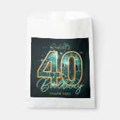 Teal Gold Agate Men 40th Birthday Party Thank You Geschenktütchen (Vorderseite)
