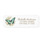 Teal Gold Butterfly with Delicate  Return Address  (Vorne)