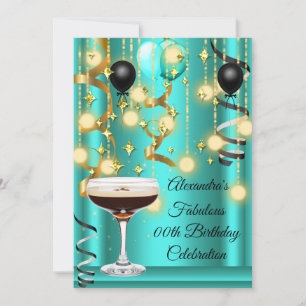 Teal Gold Espresso Martini Cocktail Party Einladun Save The Date