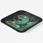 Teal Gold Geometric Mosaic 21st Birthday Party Pappteller (Gewinkelt)