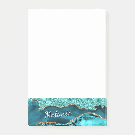 Teal Gold Glänzende Post-it® Notiz Geschenk Benutz (Vorderseite)