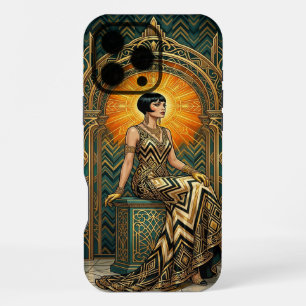 Teal & Gold iPhone 16 Pro Max Hülle Elegant Egyp