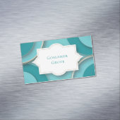Teal Gold Layered Circles with Bracket Frame Magnetische Visitenkarte (Beispiel)