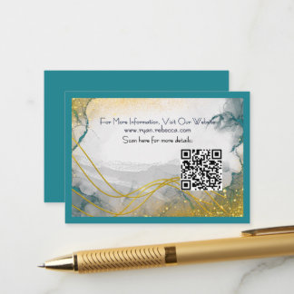 Teal Gold Marmor QR Informationskarte Begleitkarte