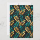Teal Gold Palm Leaf Elegant Black Birthday Einladung (Rückseite)