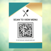 Teal Gold Restaurant Digitales QR-Code-Menü Fensteraufkleber (Blatt 3)