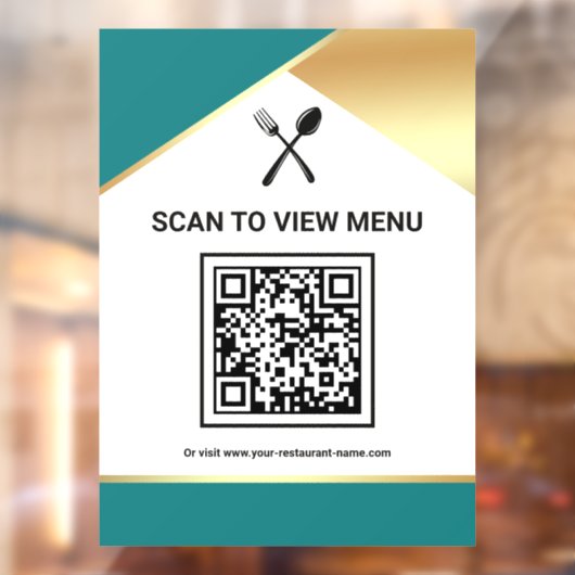 Teal Gold Restaurant Digitales QR-Code-Menü Fensteraufkleber (Blatt 2)
