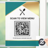 Teal Gold Restaurant Digitales QR-Code-Menü Fensteraufkleber (Zuhause)