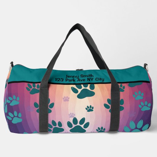 Teal Gradient Paw Print Duffle Bag (Vorderseite)