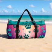 Teal Gradient Paw Print Duffle Bag