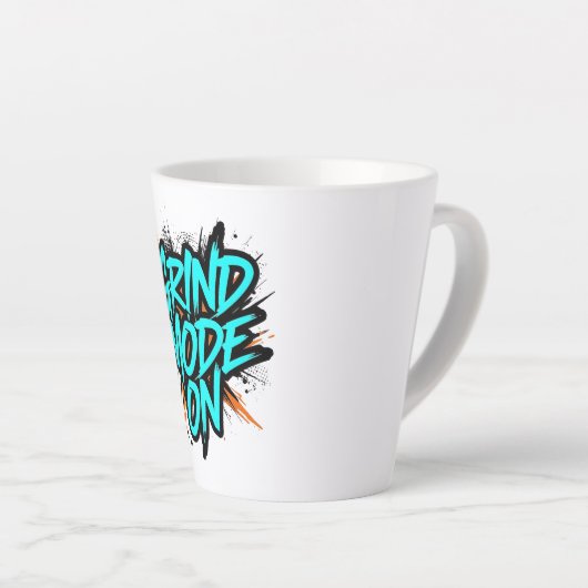 Teal Graffiti Style "Grind Mode On" Milchtasse (Rechte Ecke)