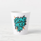 Teal Graffiti Style "Grind Mode On" Milchtasse (Vorderseite)