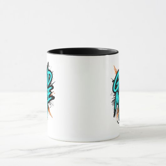 Teal Graffiti Style "Grind Mode On" Tasse (Zentrum)