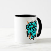 Teal Graffiti Style "Hartmodus aktiviert" Tasse (VorderseiteRechts)