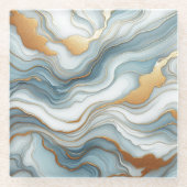 Teal Gray Blue Gold Marble Art Pattern Glasuntersetzer (Vorderseite)