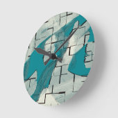 Teal Green Blue Abstract Pattern Runde Wanduhr (Winkel)