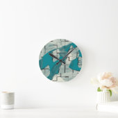 Teal Green Blue Abstract Pattern Runde Wanduhr (Zuhause)