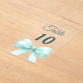 Teal green bow acrylic table number sign acryleinladungen (Ablage )