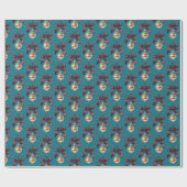 Teal Green Burgundy Bow Gold Ornament Christmas Geschenkpapier (Flach)