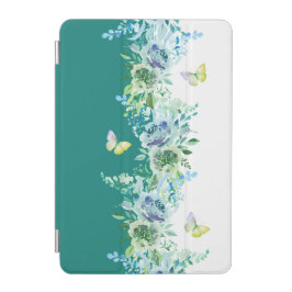 Teal Green Butterfly Floral ipad Cover
