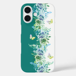 Teal Green Butterfly Floral Phone Case