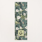 Teal Green Chinoiserie Initial Tropical Floral Yogamatte (Vorderseite)