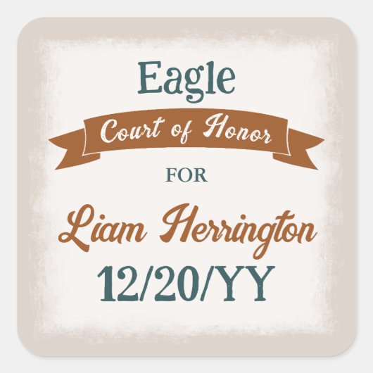 Teal Green, Copper Brown Party Favor Sticker (Vorderseite)