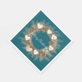 Teal Green Cream Gingerbread Hearts Christmas Serviette (Ecke)