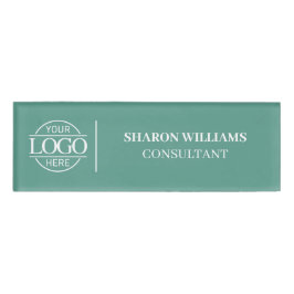 Teal Green Custom Company Logo Employee Staff Namenschild