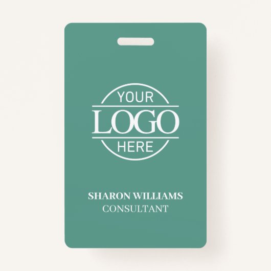 Teal Green Employee ID with Custom Business Logo Ausweis (Vorderseite)
